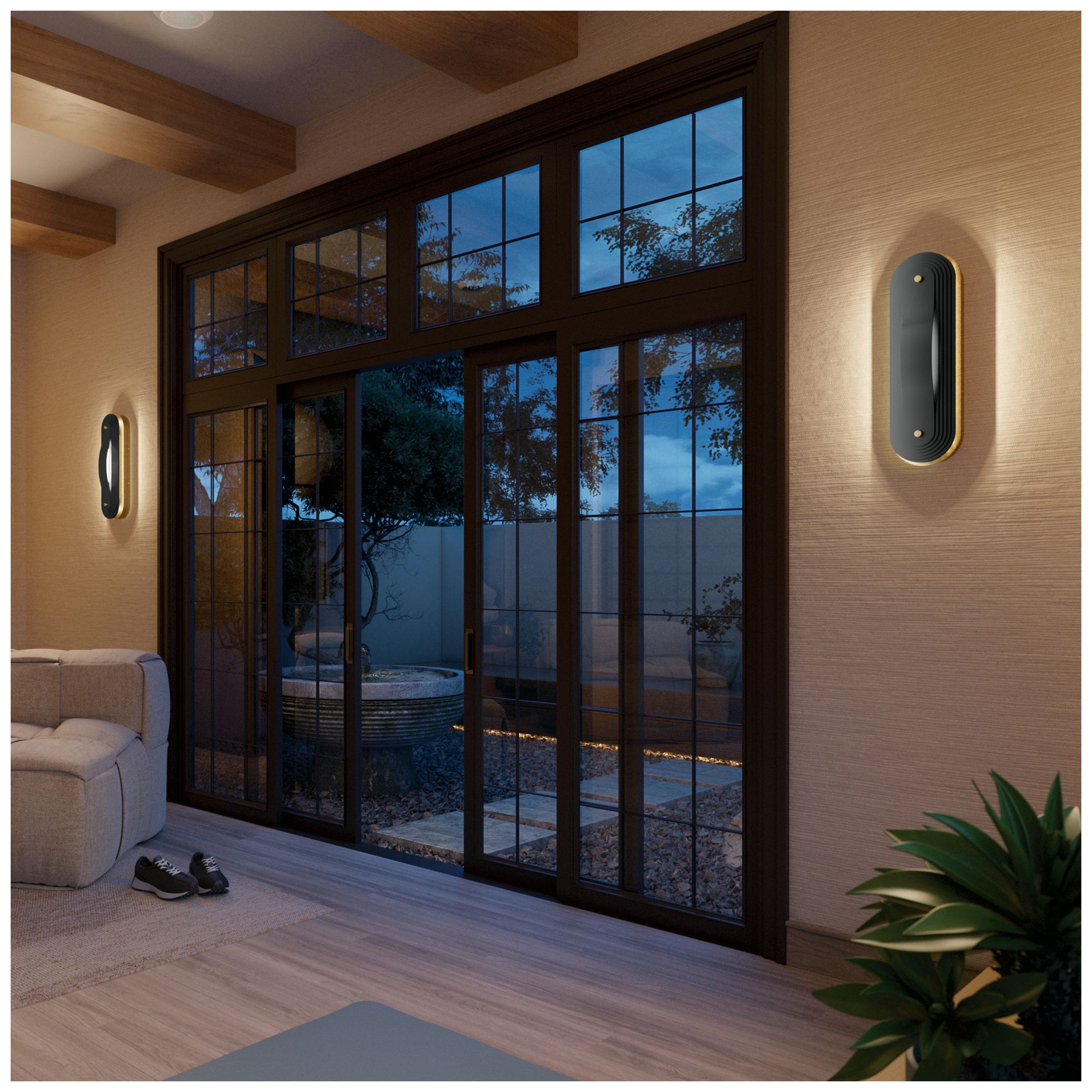 Kichler Tauri 17.5" Medium LED Wall Sconces in Lacquered Brass