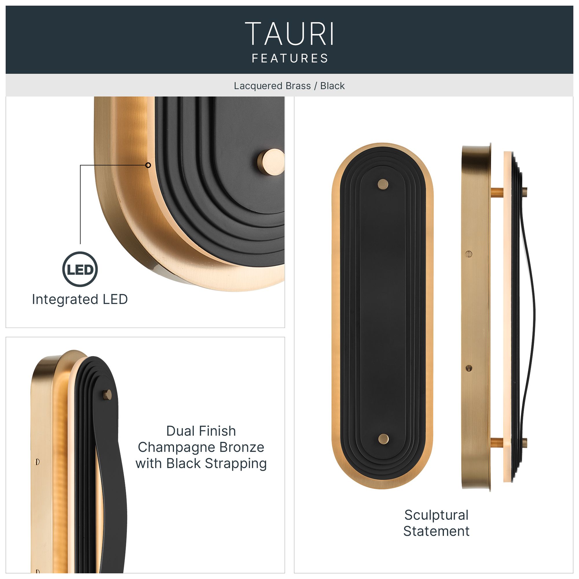Image 3 Kichler Tauri 24.5" Medium LED Wall Sconces in Lacquered Brass more views