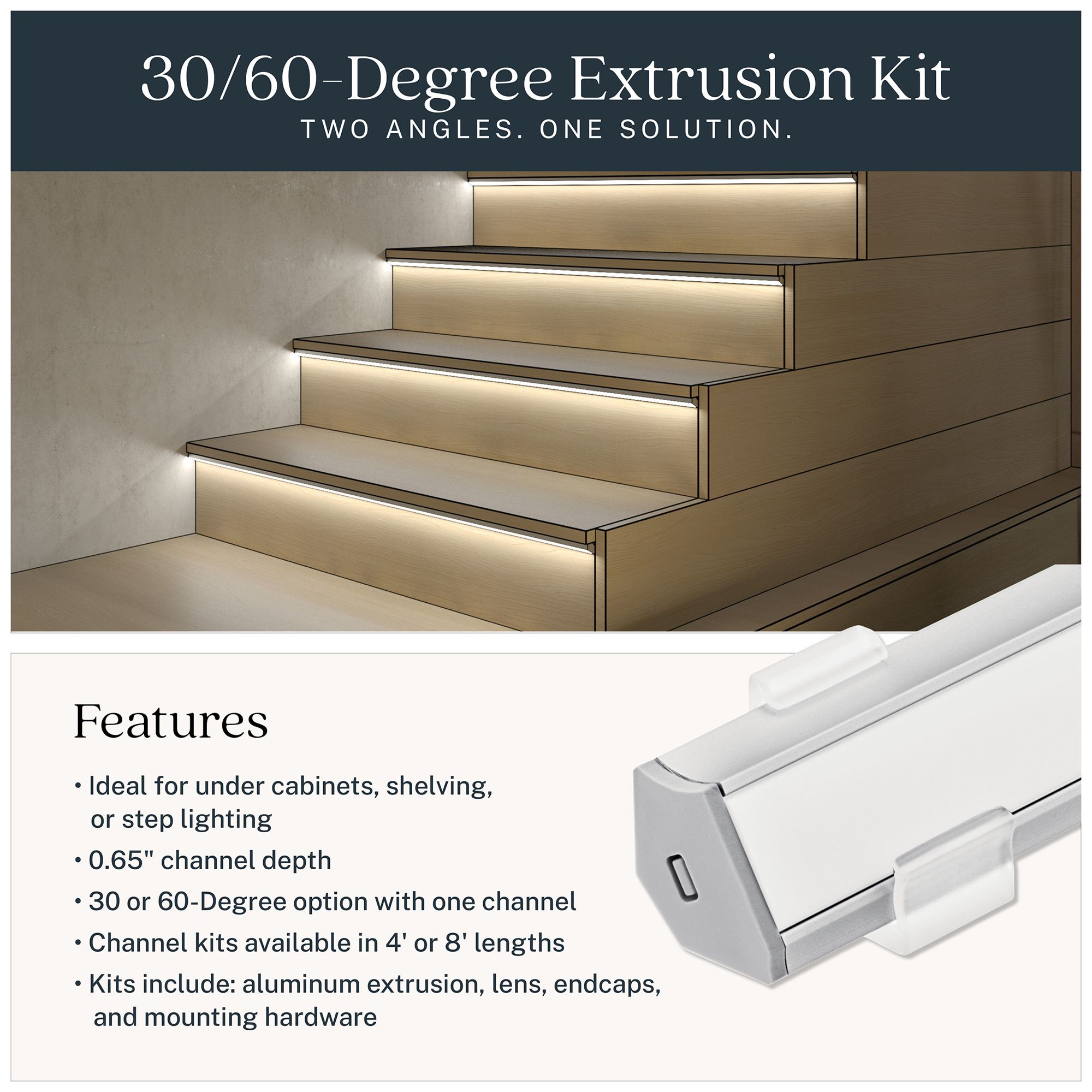 Image 2 Kichler TE Series 30 or 60 degree 4ft Extrusion Kit more views