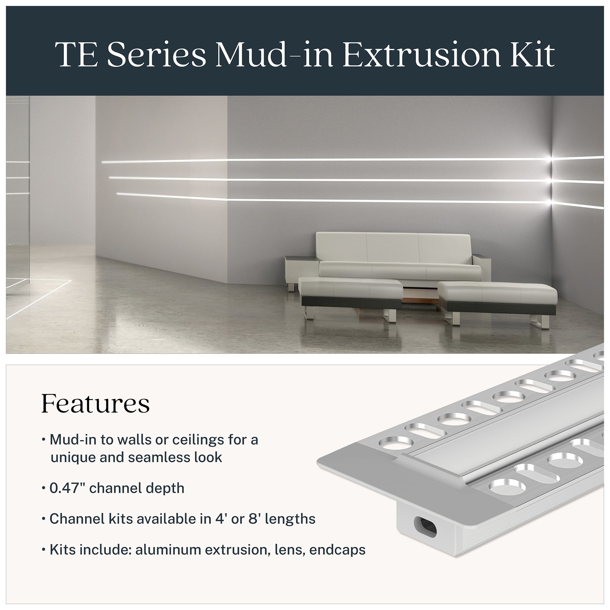 Image 2 Kichler TE Series Mud-in 4ft Extrusion Kit more views