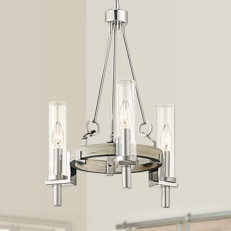Image 1 Kichler Telan 14 3/4" Wide Wood Ring Wagon Wheel 3-Light Chandelier