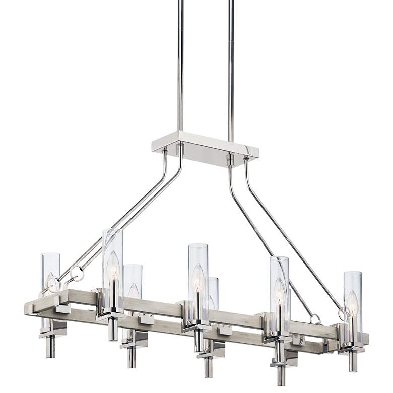 Image 2 Kichler Telan 36" White Washed Wood Kitchen Island Light Chandelier
