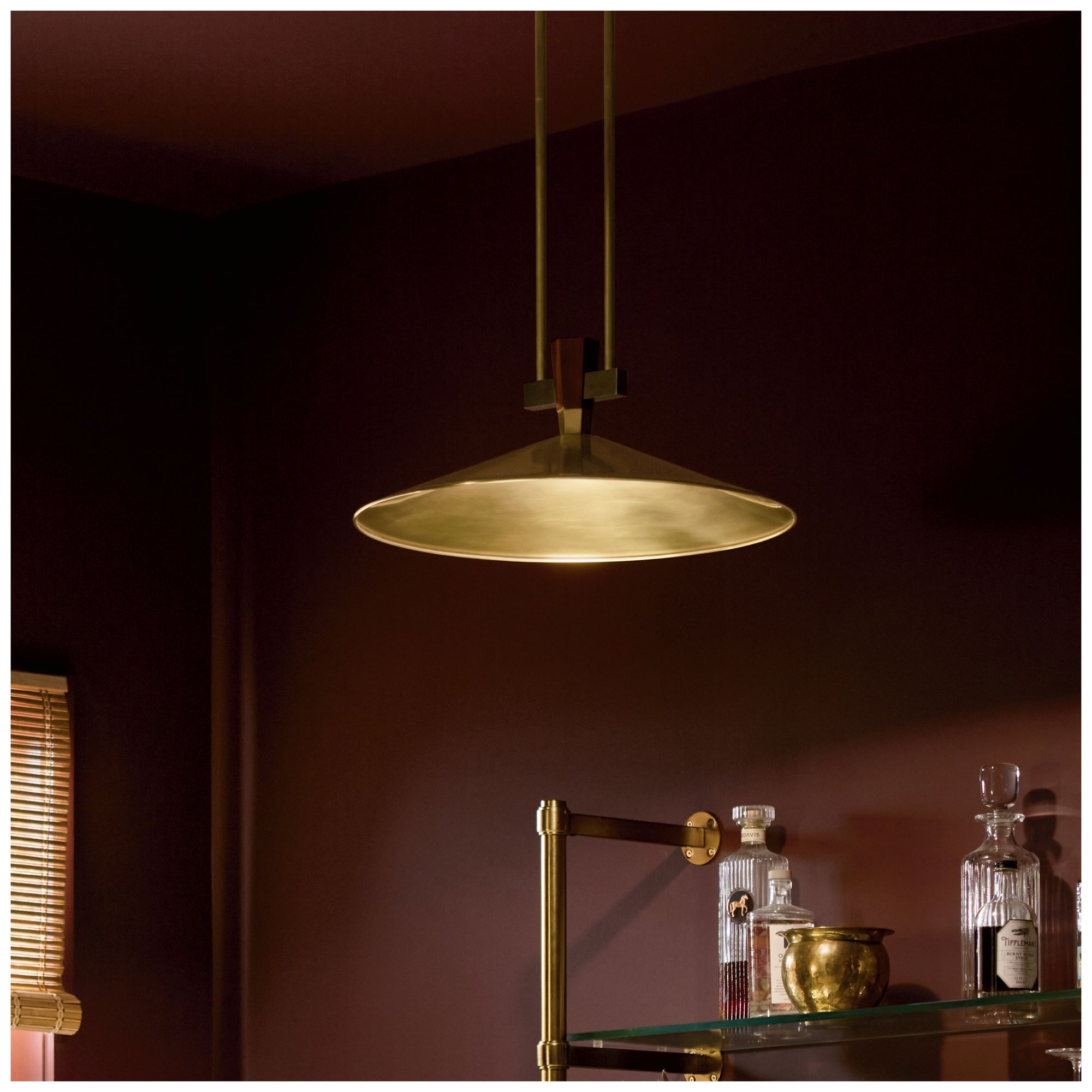 Image 2 Kichler Tenon 20" 1-Light LED Pendant in Lacquered Brass more views