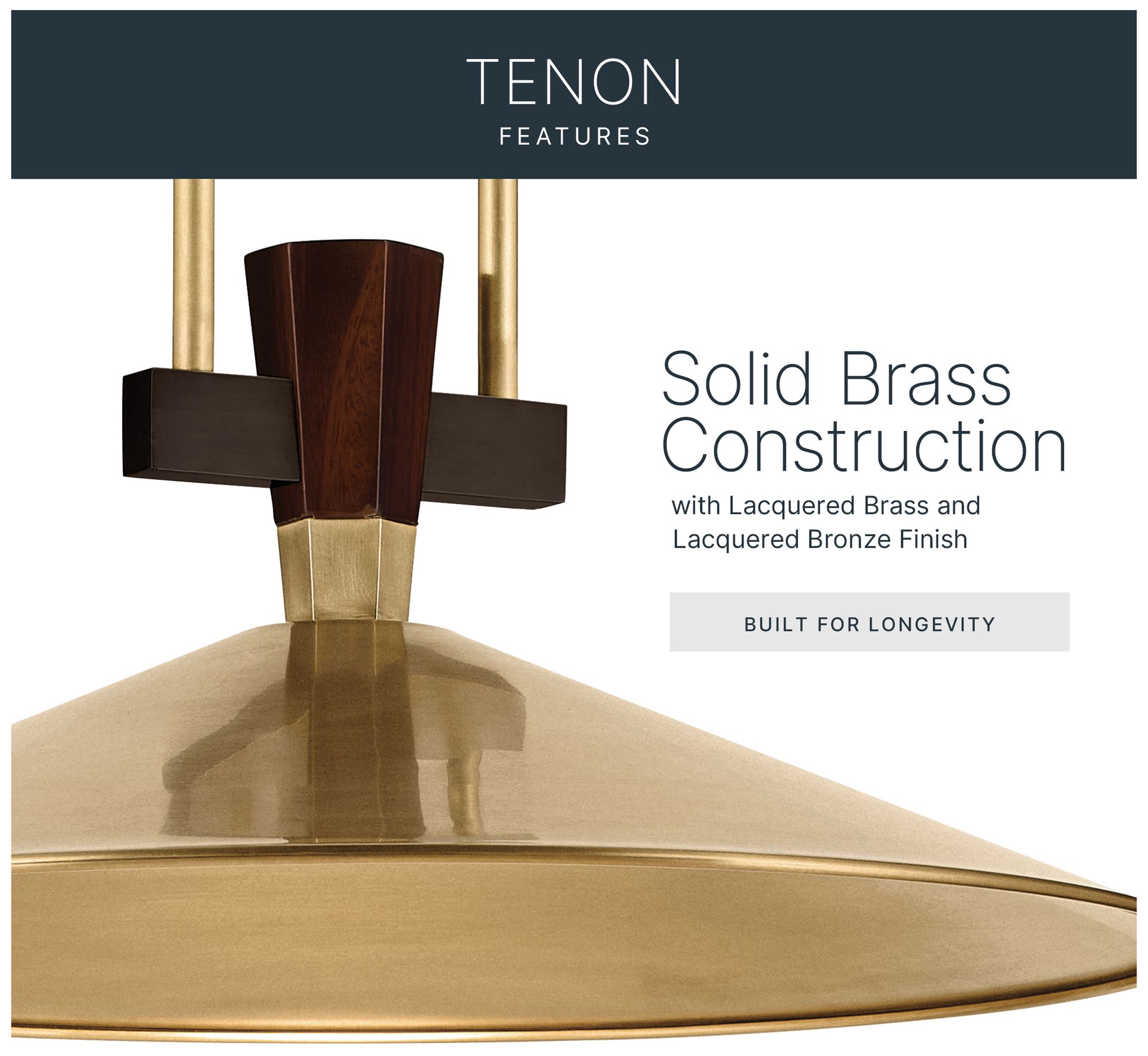 Image 4 Kichler Tenon 20" 1-Light LED Pendant in Lacquered Brass more views