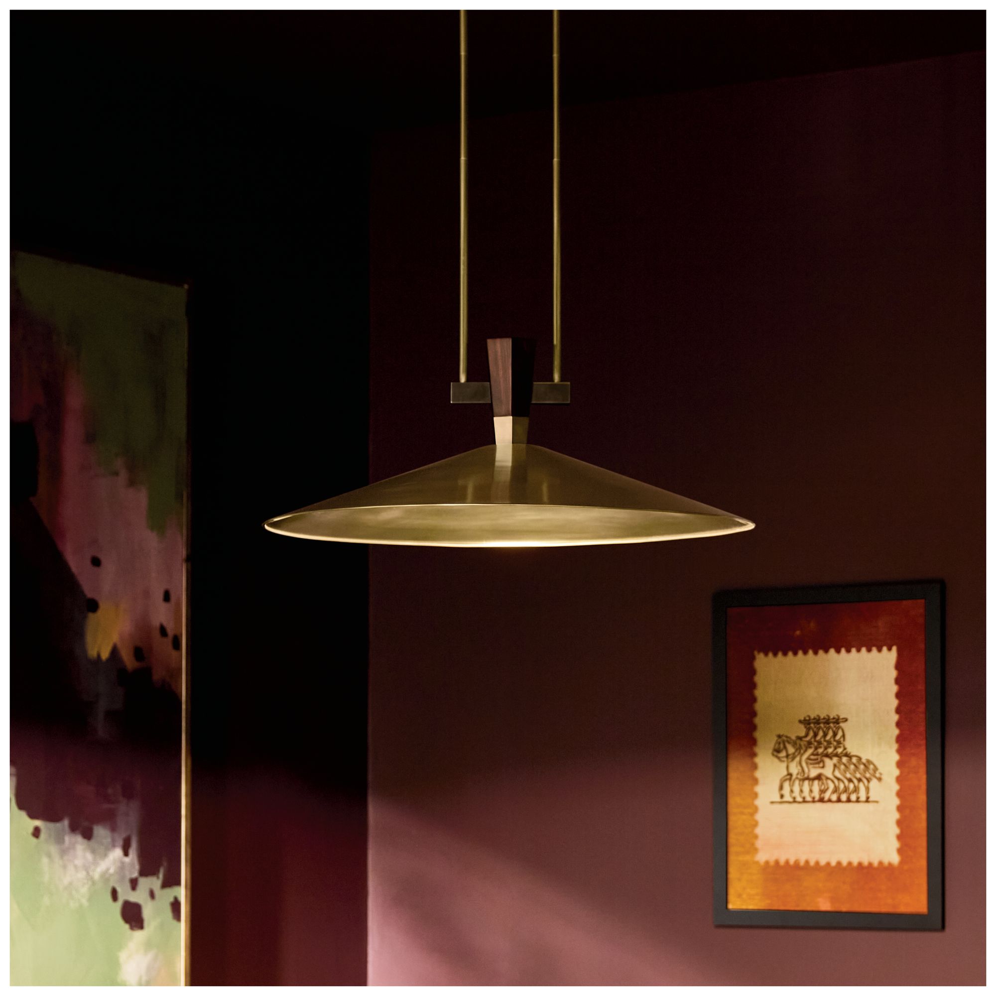 Image 2 Kichler Tenon 28" 1-Light LED Pendant in Lacquered Brass more views