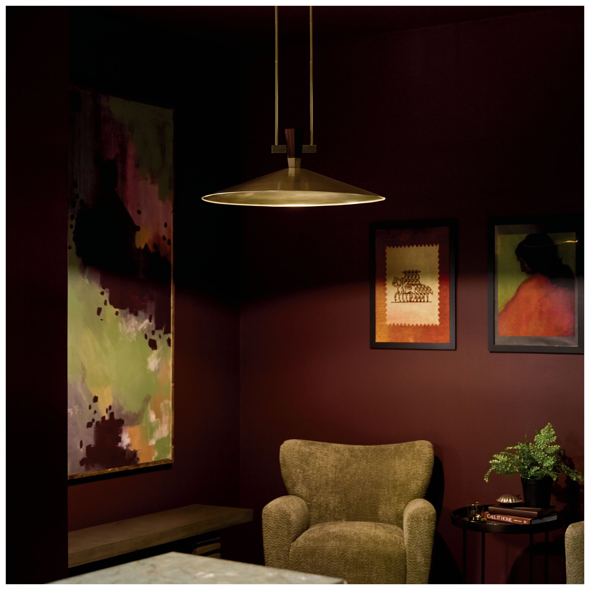 Kichler Tenon 28" 1-Light LED Pendant in Lacquered Brass