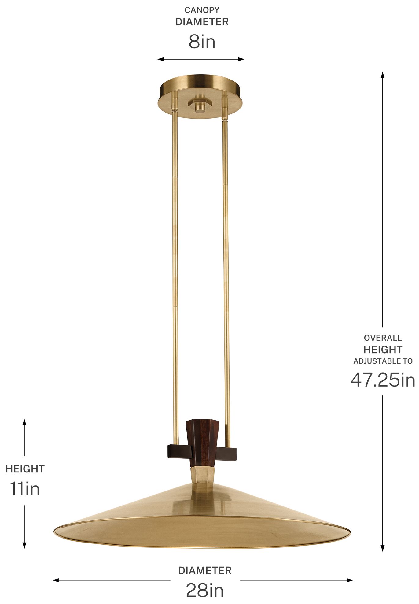 Kichler Tenon 28" 1-Light LED Pendant in Lacquered Brass