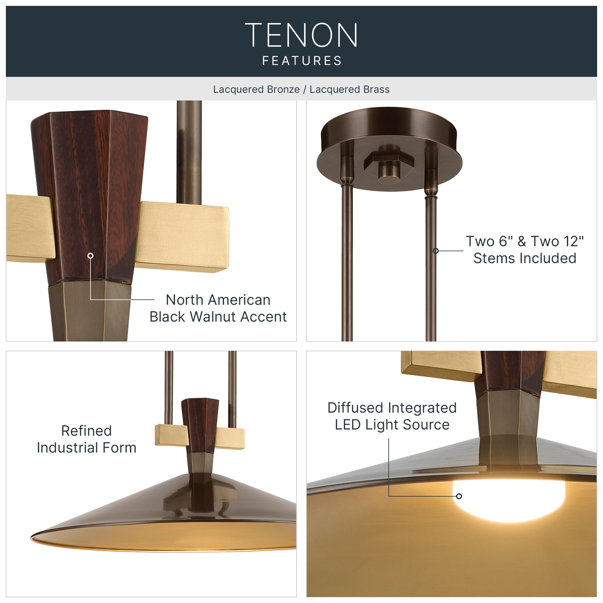 Image 3 Kichler Tenon 28" 1-Light LED Pendant in Lacquered Bronze more views