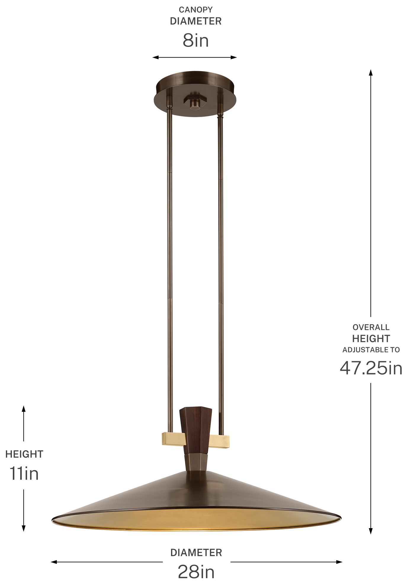 Kichler Tenon 28" 1-Light LED Pendant in Lacquered Bronze