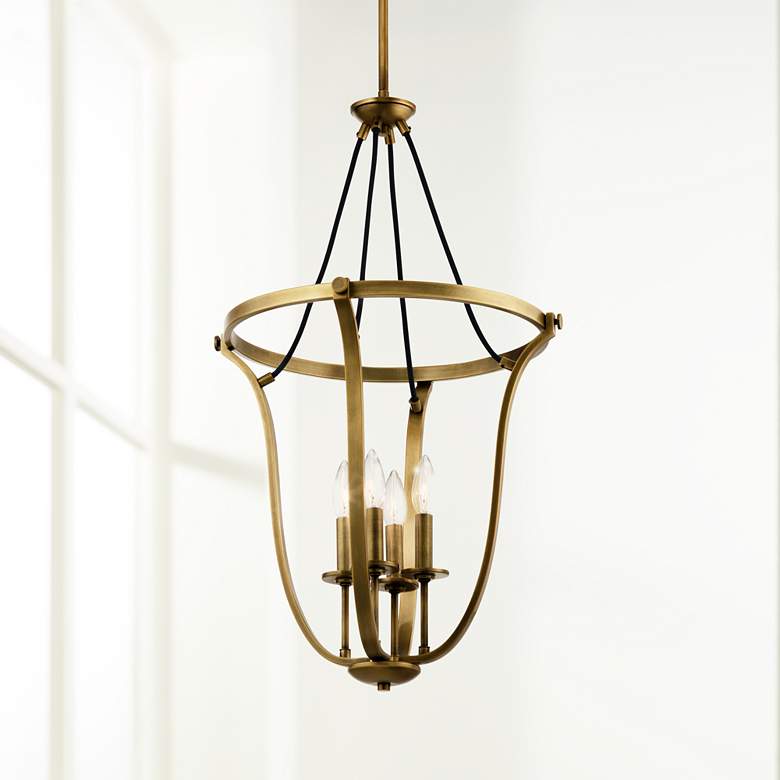 Image 1 Kichler Thisbe 17 1/2 inchW Natural Brass 4-Light Foyer Pendant