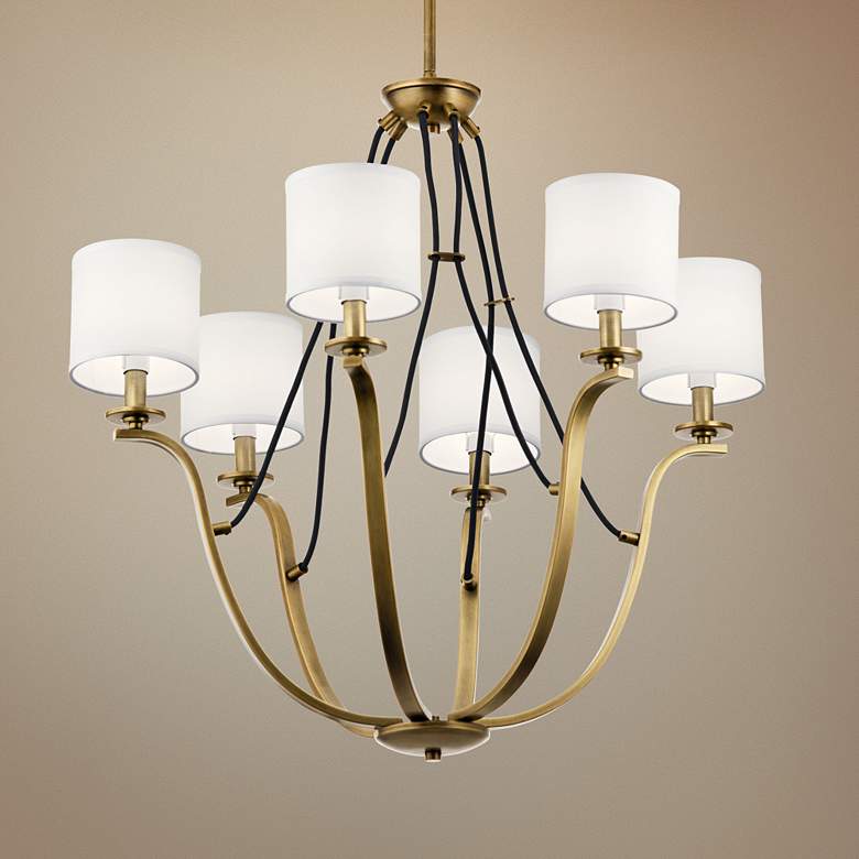 Image 1 Kichler Thisbe 27 1/2 inch Wide Natural Brass 6-Light Chandelier