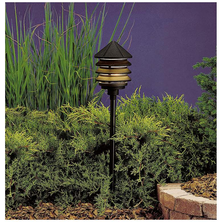 Image 2 Kichler Three Tier 9.5" High 120V Textured Black Modern Path Light