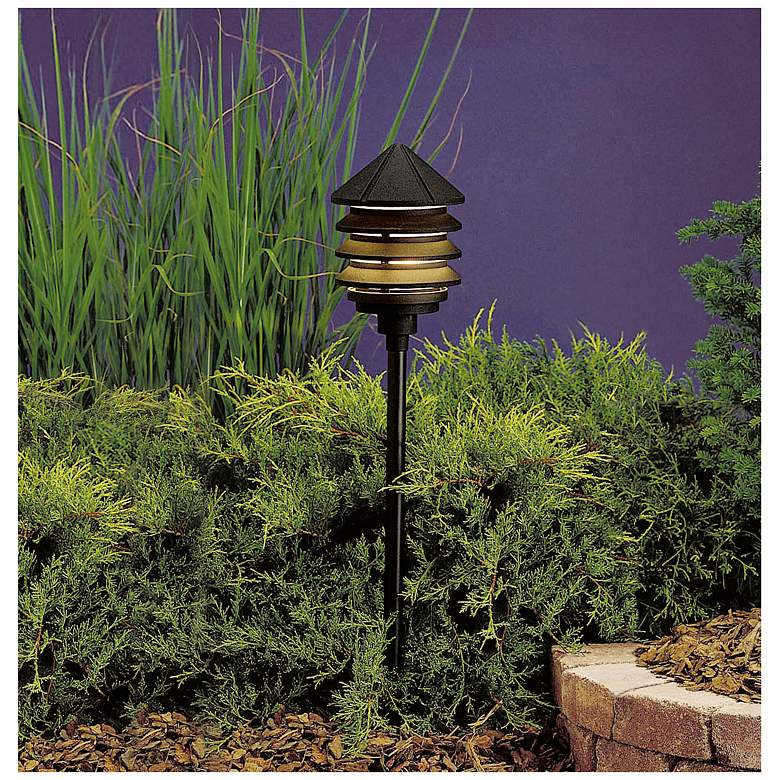 Image 1 Kichler Three Tier 9.5 inch High 120V Textured Black Modern Path Light