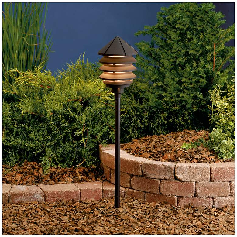 Image 2 Kichler Three Tier 9.5 inch High 120V Textured Bronze Modern Path Light