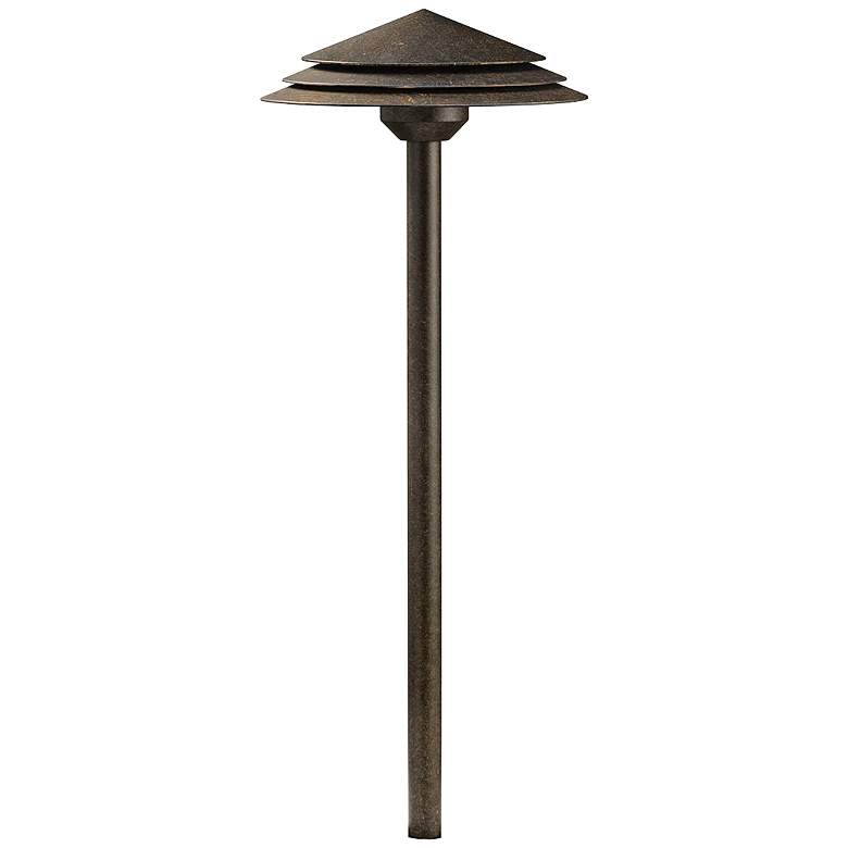 Image 1 Kichler Tier 21"H Round Crimson Wood 2700K LED Path Light