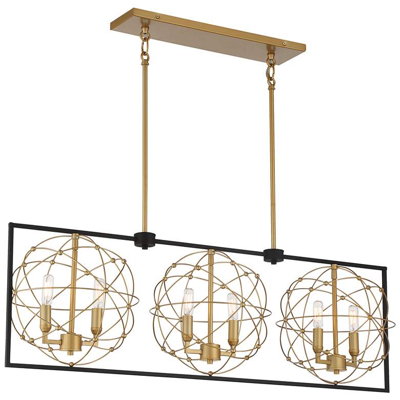 Image 2 Kichler Titans Trace 42" Sand Coal Honey Gold 6-Light Island Pendant