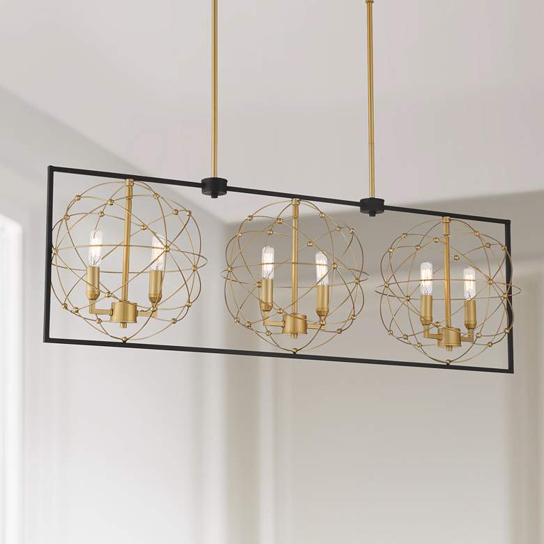 Image 1 Kichler Titans Trace 42 inch Sand Coal Honey Gold 6-Light Island Pendant