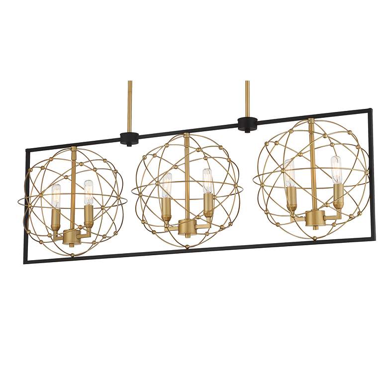 Image 3 Kichler Titans Trace 42" Sand Coal Honey Gold 6-Light Island Pendant more views