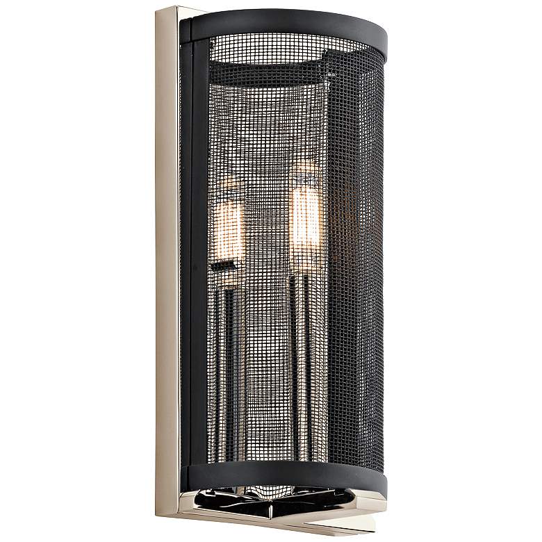 Image 1 Kichler Titus 12 inch High Black Mesh Polished Nickel Wall Sconce