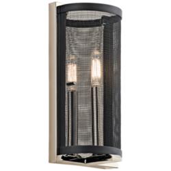 Kichler Titus 12&quot; High Black Mesh Polished Nickel Wall Sconce