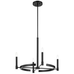 Kichler Tolani 26" Wide Black 4-Light Wagon Wheel Chandelier