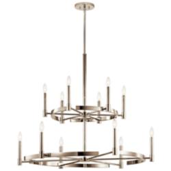Kichler Tolani 40" Two-Tier 12-Light Modern Nickel Ring Chandelier