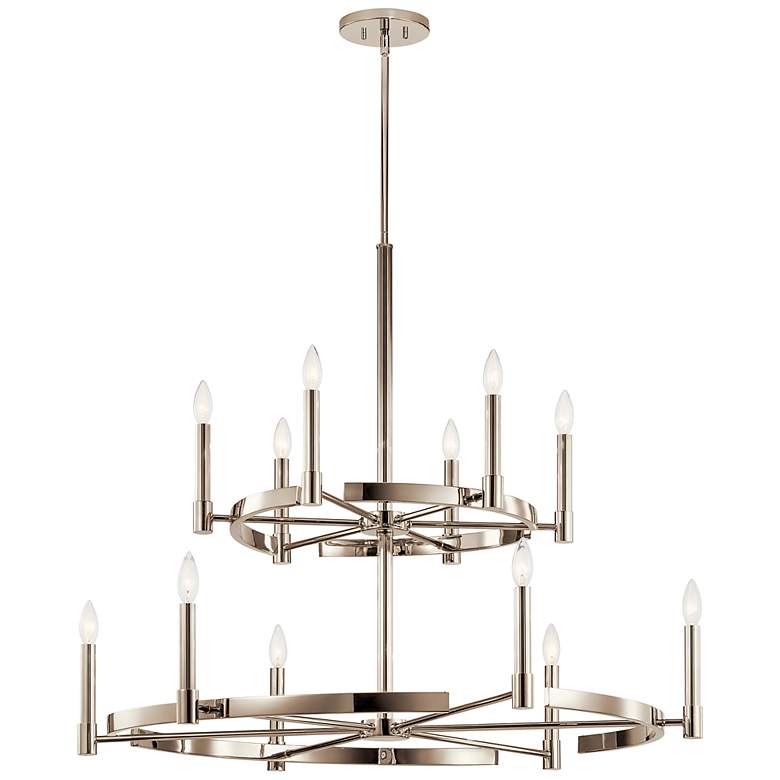 Image 2 Kichler Tolani 40 inch Two-Tier 12-Light Modern Nickel Ring Chandelier more views