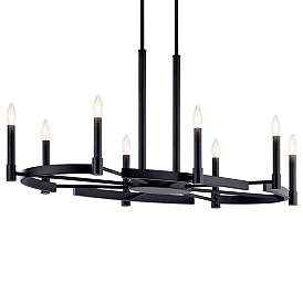 Image5 of Kichler Tolani 43" Wide Black 8-Light Wagon Wheel Chandelier more views