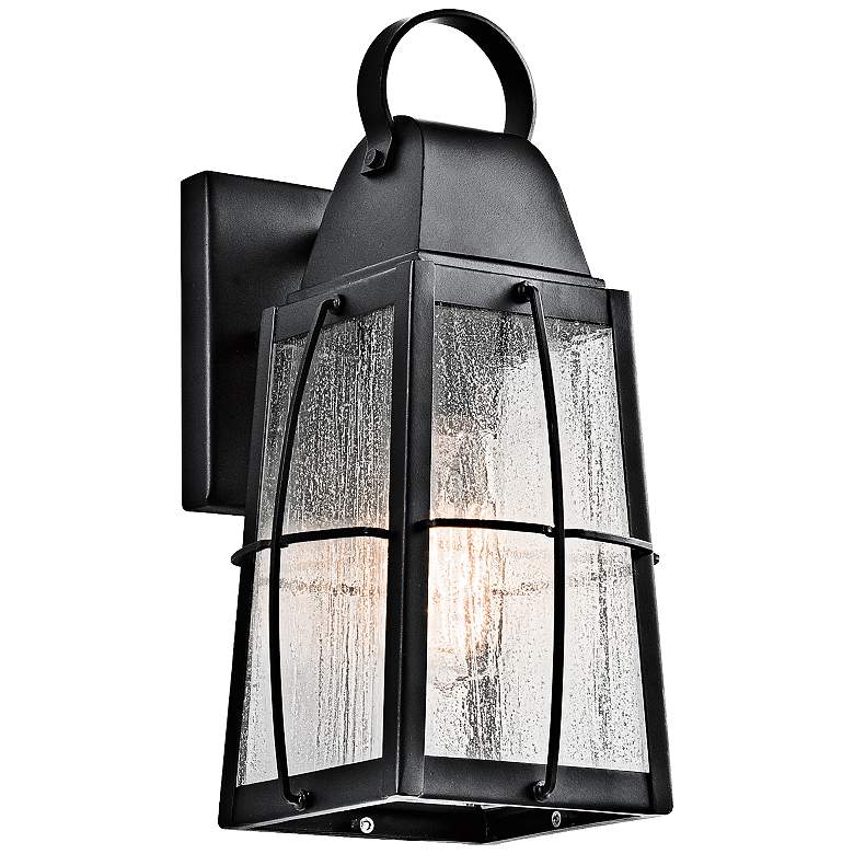 Image 2 Kichler Tolerand 12 inch Seeded Glass Black Finish Outdoor Wall Lantern