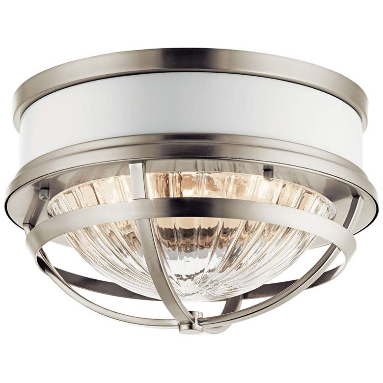 Image 1 Kichler Tollis 12"W Brushed Nickel and White Ceiling Light