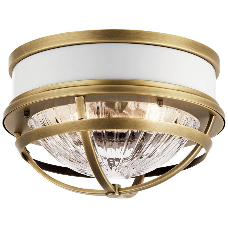 Image 1 Kichler Tollis 12 inchW Natural Brass and White Ceiling Light