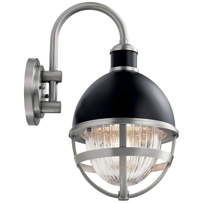 Kichler Tollis 15 1/4&quot;H Black and Nickel Outdoor Wall Light