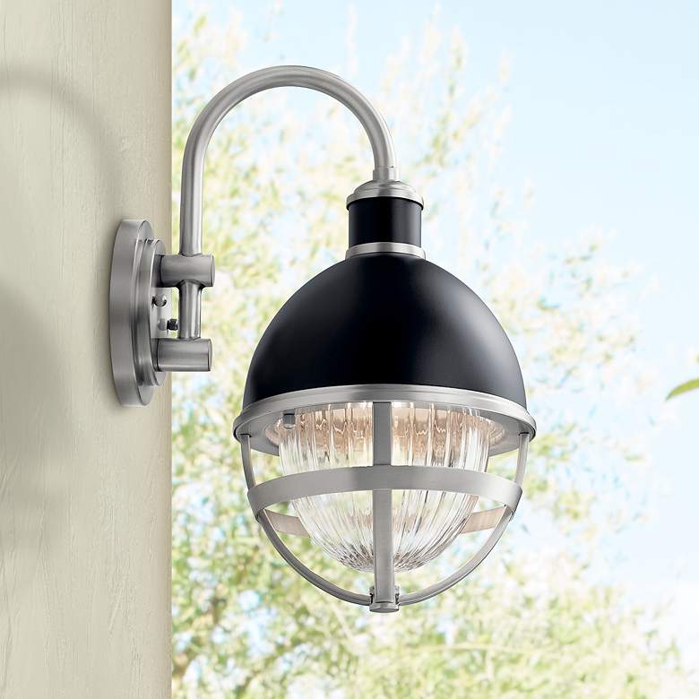 Image 1 Kichler Tollis 15 1/4"H Black and Nickel Outdoor Wall Light