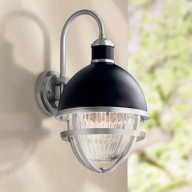 Image 1 Kichler Tollis 18 inch High Black and Nickel Outdoor Wall Light