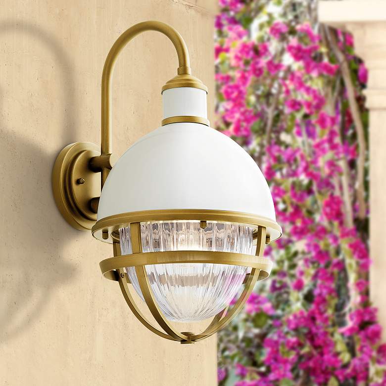 Image 1 Kichler Tollis 18"H White and Brass Outdoor Wall Light