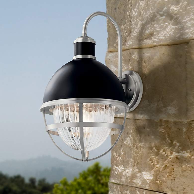 Image 1 Kichler Tollis 21 1/4 inchH Black and Nickel Outdoor Wall Light