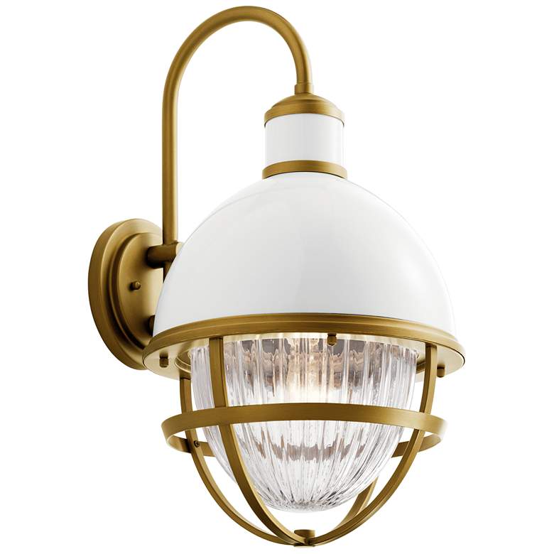 Image 2 Kichler Tollis 21 1/4 inchH White and Brass Outdoor Wall Light