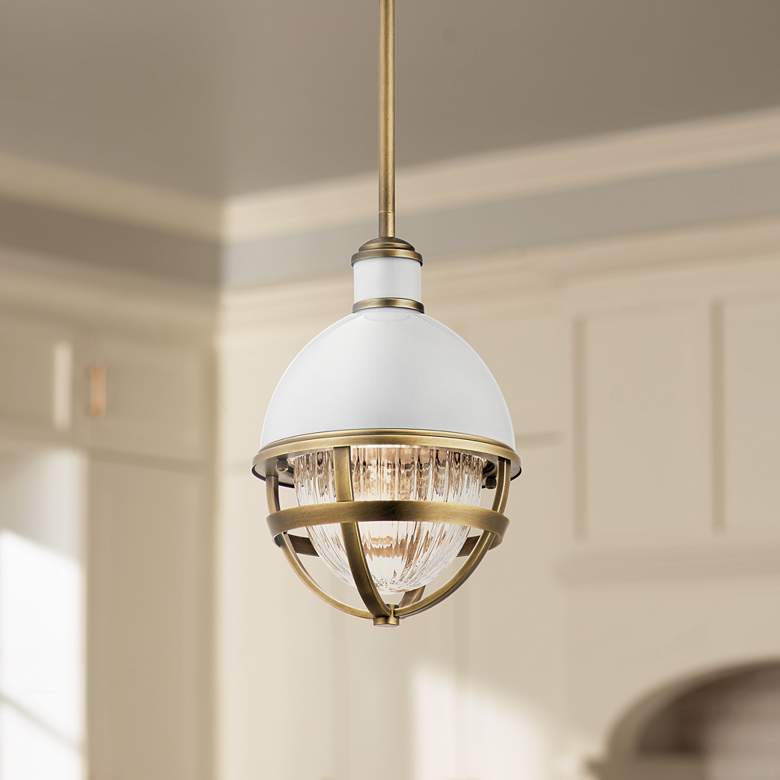 Image 1 Kichler Tollis 8" Wide Natural Brass Mini Pendant