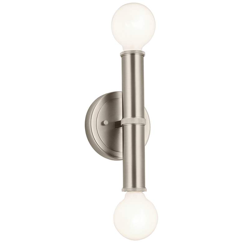 Image 1 Kichler Torche 9.75 Inch 2 Light Wall Sconce in Brushed Nickel