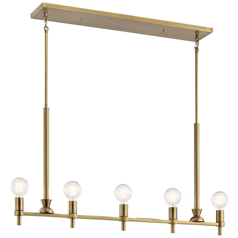 Image 1 Kichler Torvee Brushed Natural Brass Linear Chandelier 5Lt