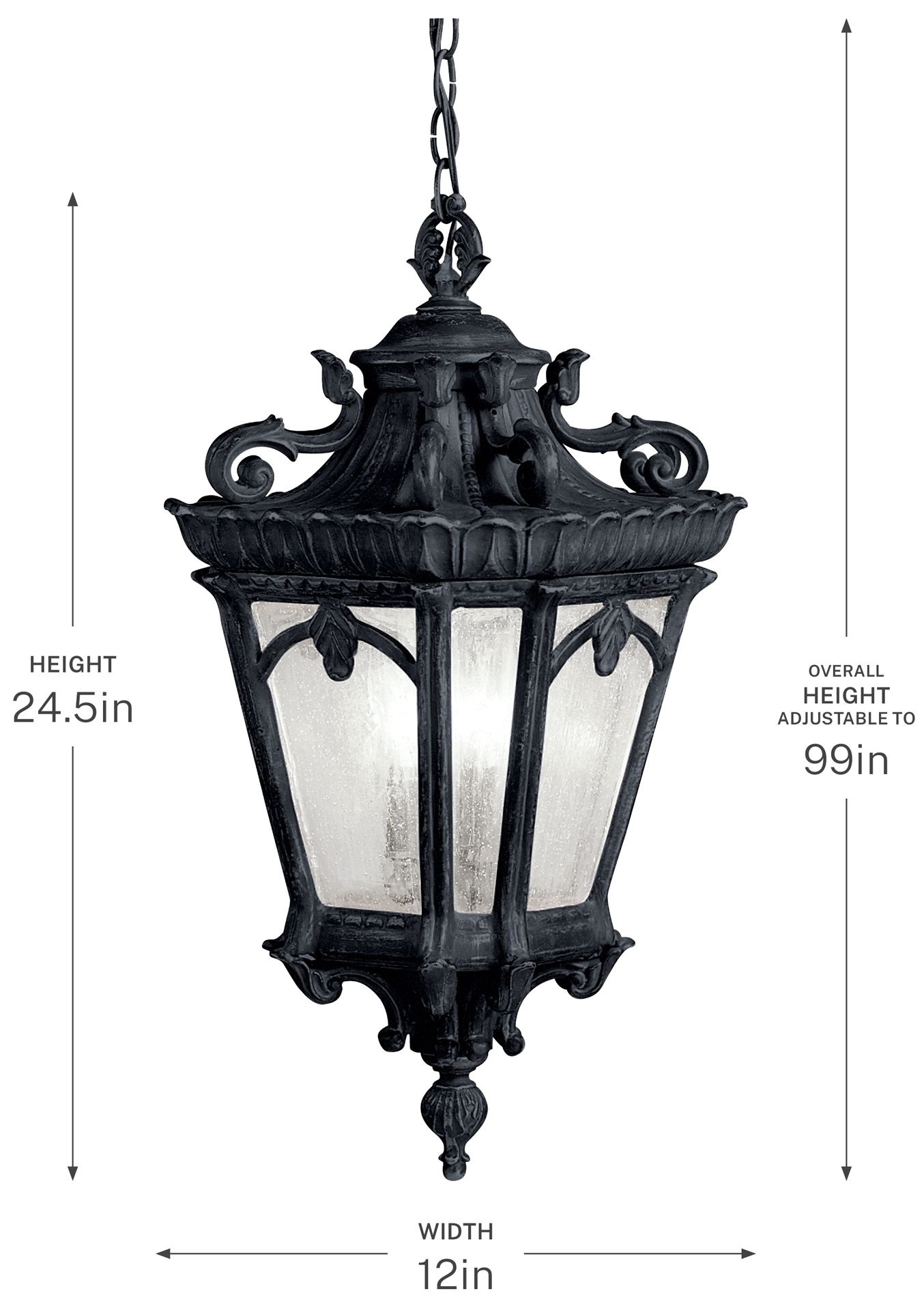 Image 5 Kichler Tournai 24 3/4" High Black Outdoor Hanging Light more views