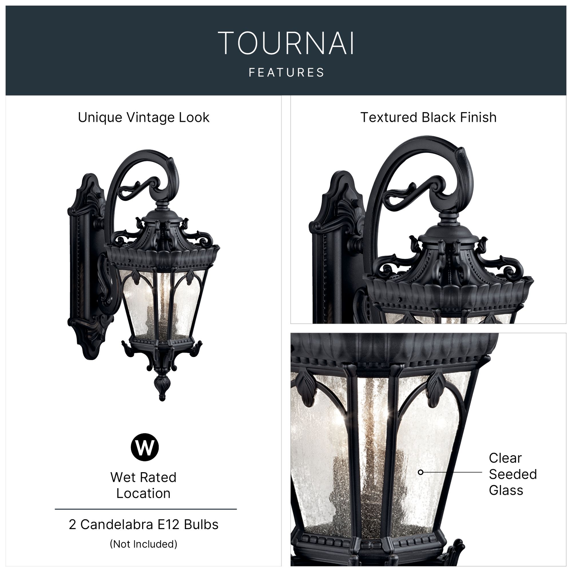 Image 2 Kichler Tournai 24" High Black Outdoor Wall Light more views