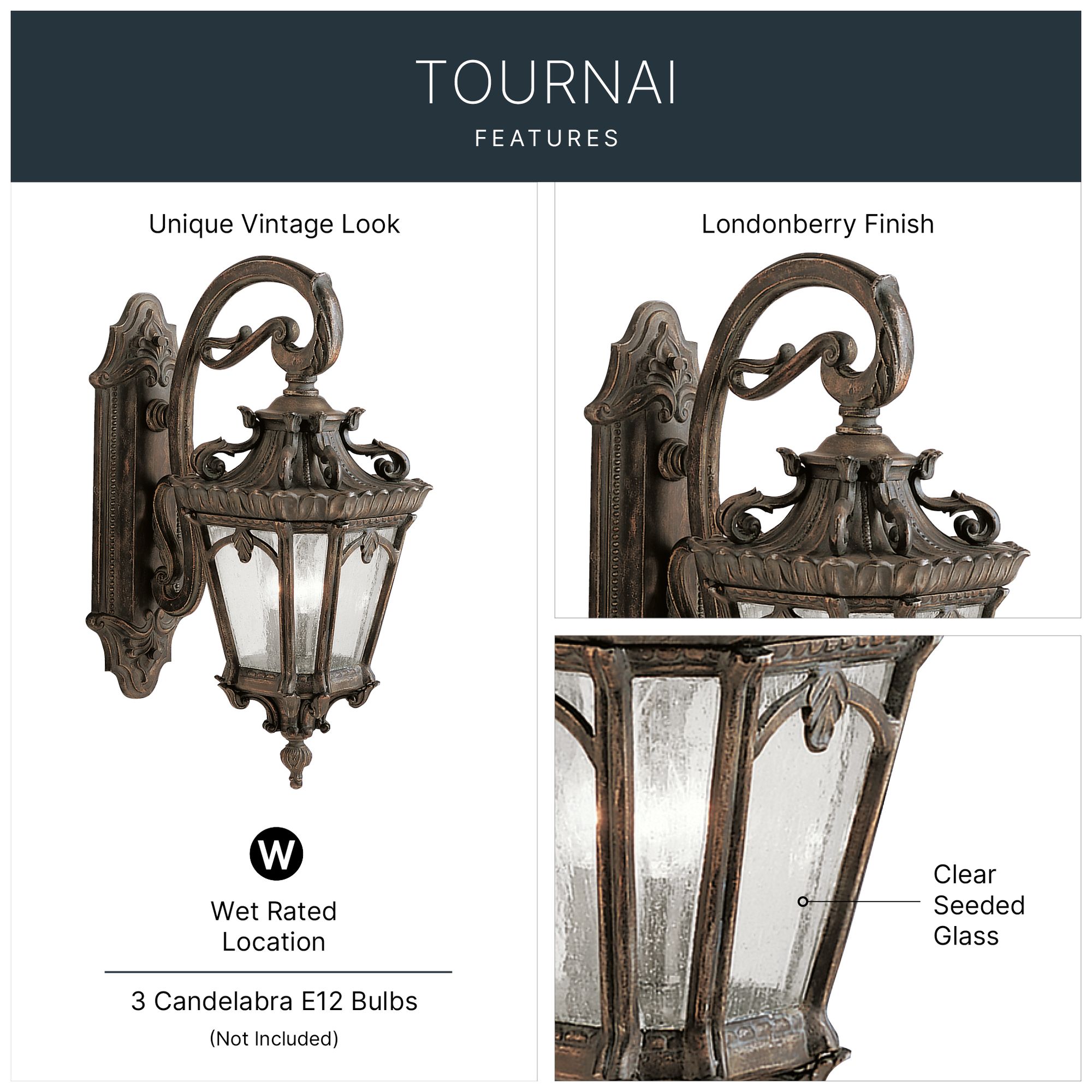 Image 3 Kichler Tournai 29" High Traditional Scroll Lantern Outdoor Wall Light more views