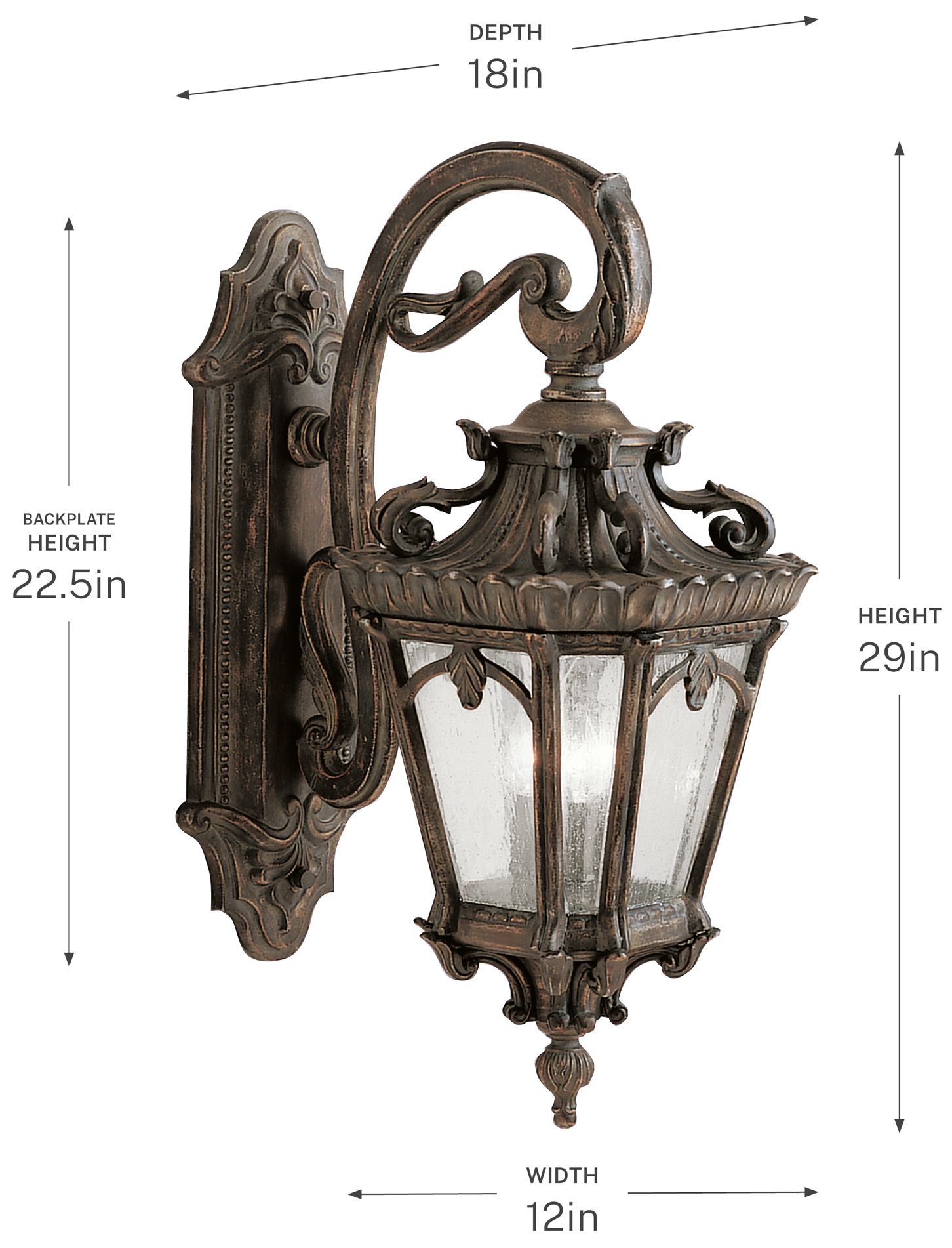 Kichler Tournai 29" High Traditional Scroll Lantern Outdoor Wall Light