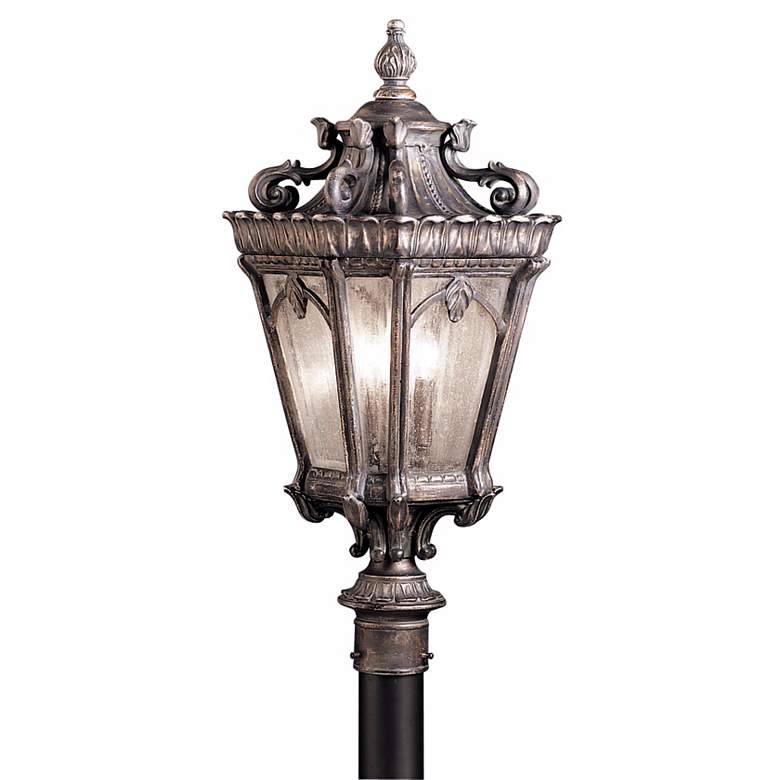 Image 1 Kichler Tournai 30 inch High Traditional Silver Scroll Outdoor Post Light