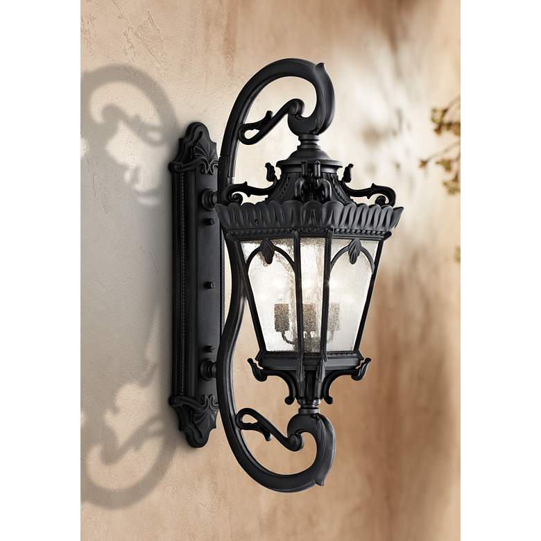 Image 1 Kichler Tournai 46" High Black Outdoor Wall Light