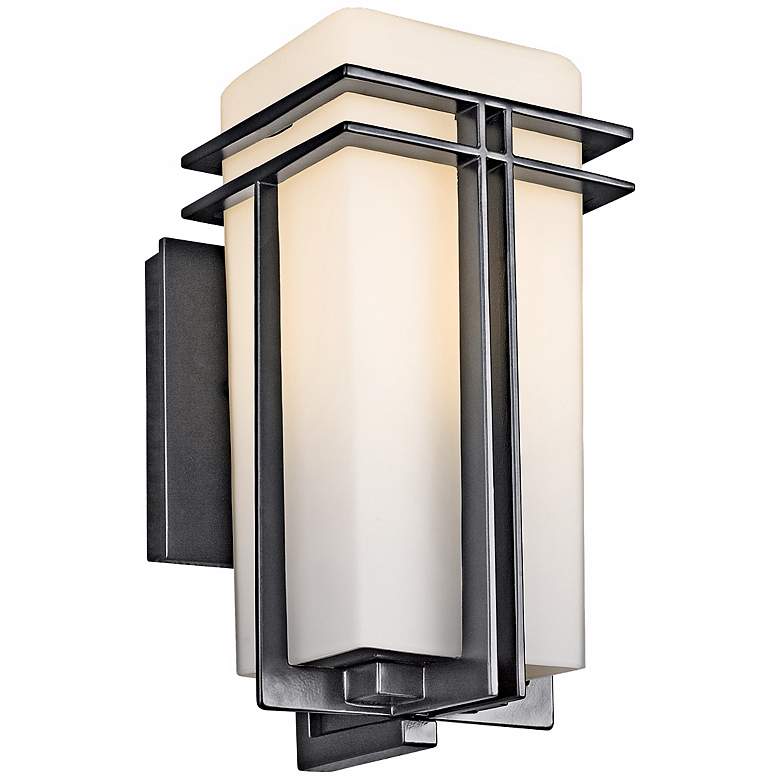 Image 2 Kichler Tremillo 11 3/4 inch High Black and Satin Glass Outdoor Wall Light