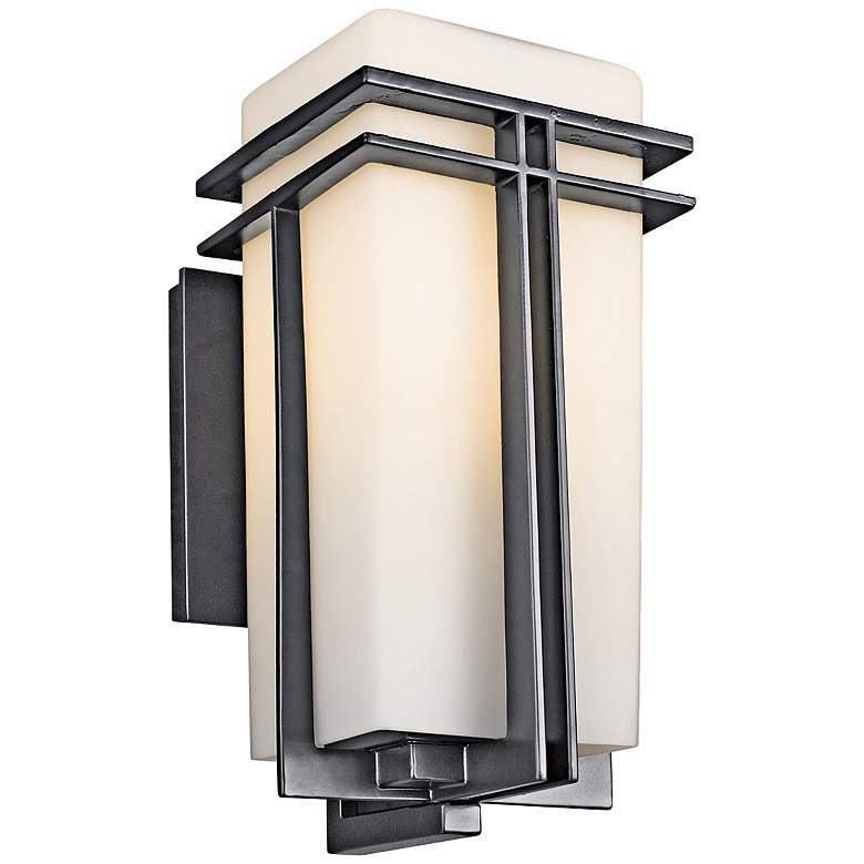 Image 2 Kichler Tremillo 14 1/2 inch High Black with Opal Glass Outdoor Wall Light