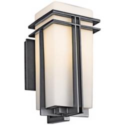 Kichler Tremillo 14 1/2&quot; High Black with Opal Glass Outdoor Wall Light
