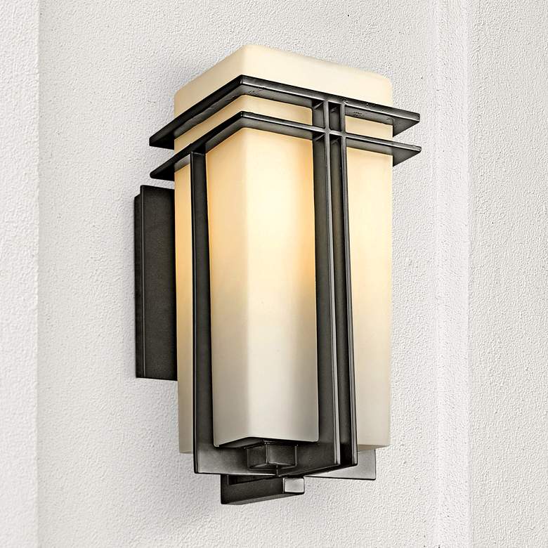 Image 1 Kichler Tremillo 14 1/2" High Black with Opal Glass Outdoor Wall Light